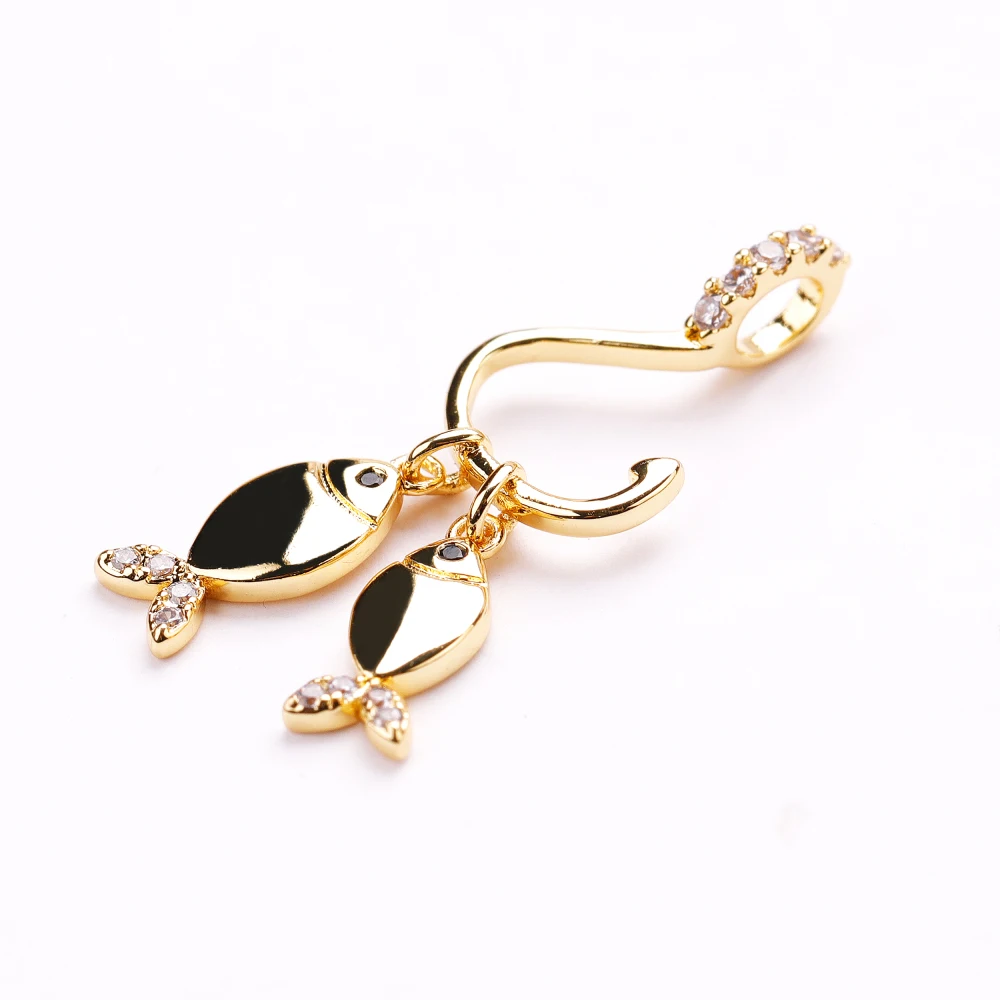 

Fish pendant copper zirconium micro-inlaid 11.2*10mm white zirconium pendant