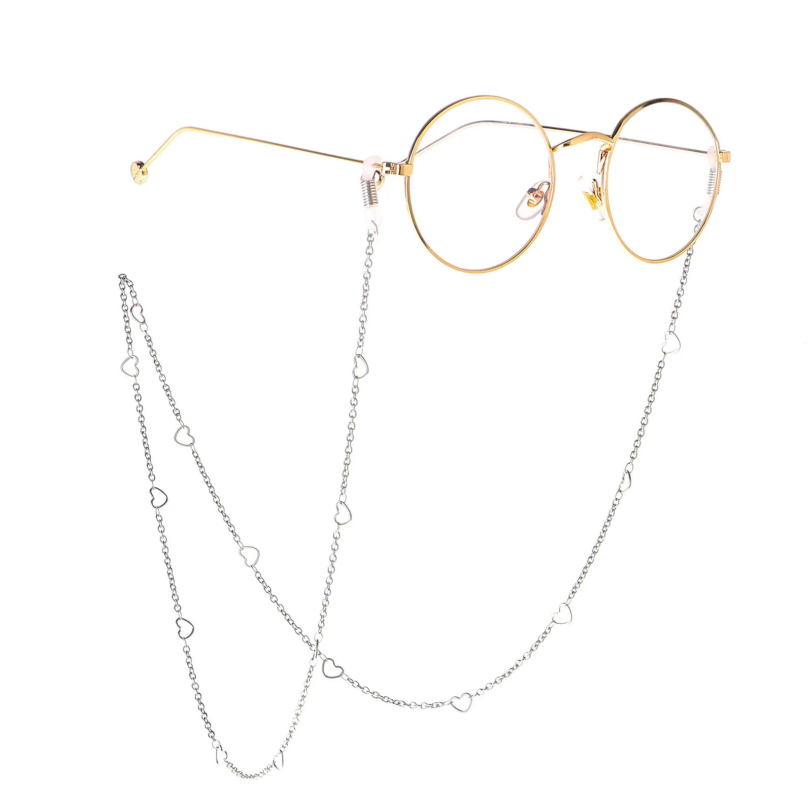 

Fashion Wholesale Silver Heart Stainless Steel Eyewear Accessories Reading Glasses Sunglasses Chain For Glasses