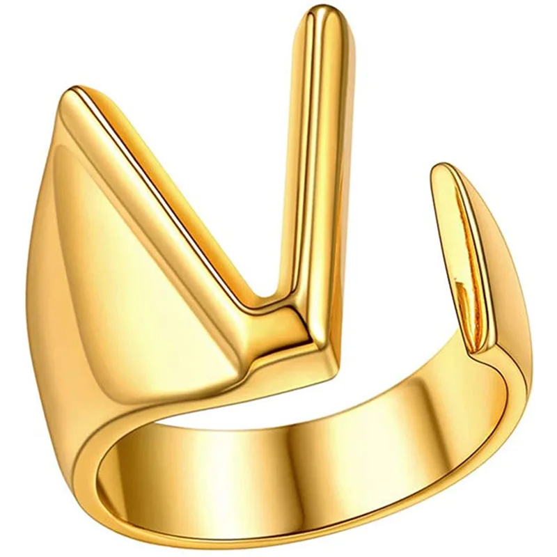 

Wholesale Jewelry Adjustable Gold Silver Ring Initial Letter Rings Women Men