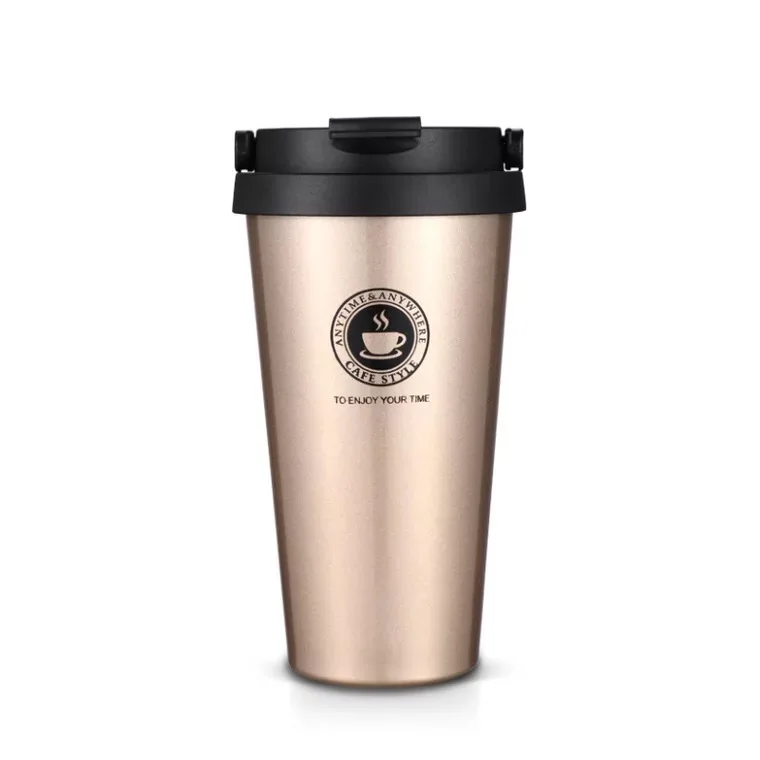 

500ml stainless steel water bottle vacuum cup portable double wall made thermos tumbler, Black/gold/white