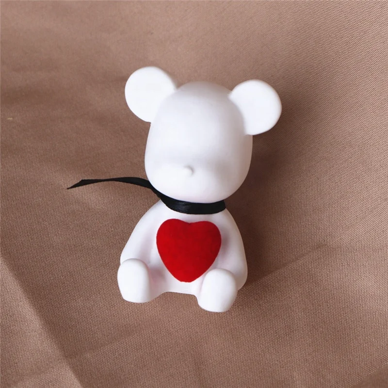 

Car Decoration Ceramic Bear with Heart Scented Stone Aroma Gypsum Ceramic Aroma Oil Diffuser Air Freshener