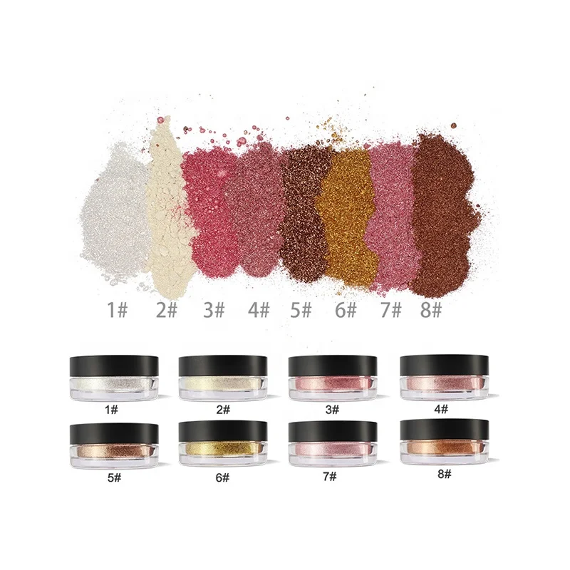 Vegan and cruelty free private label face loose pigment powder highlighter makeup