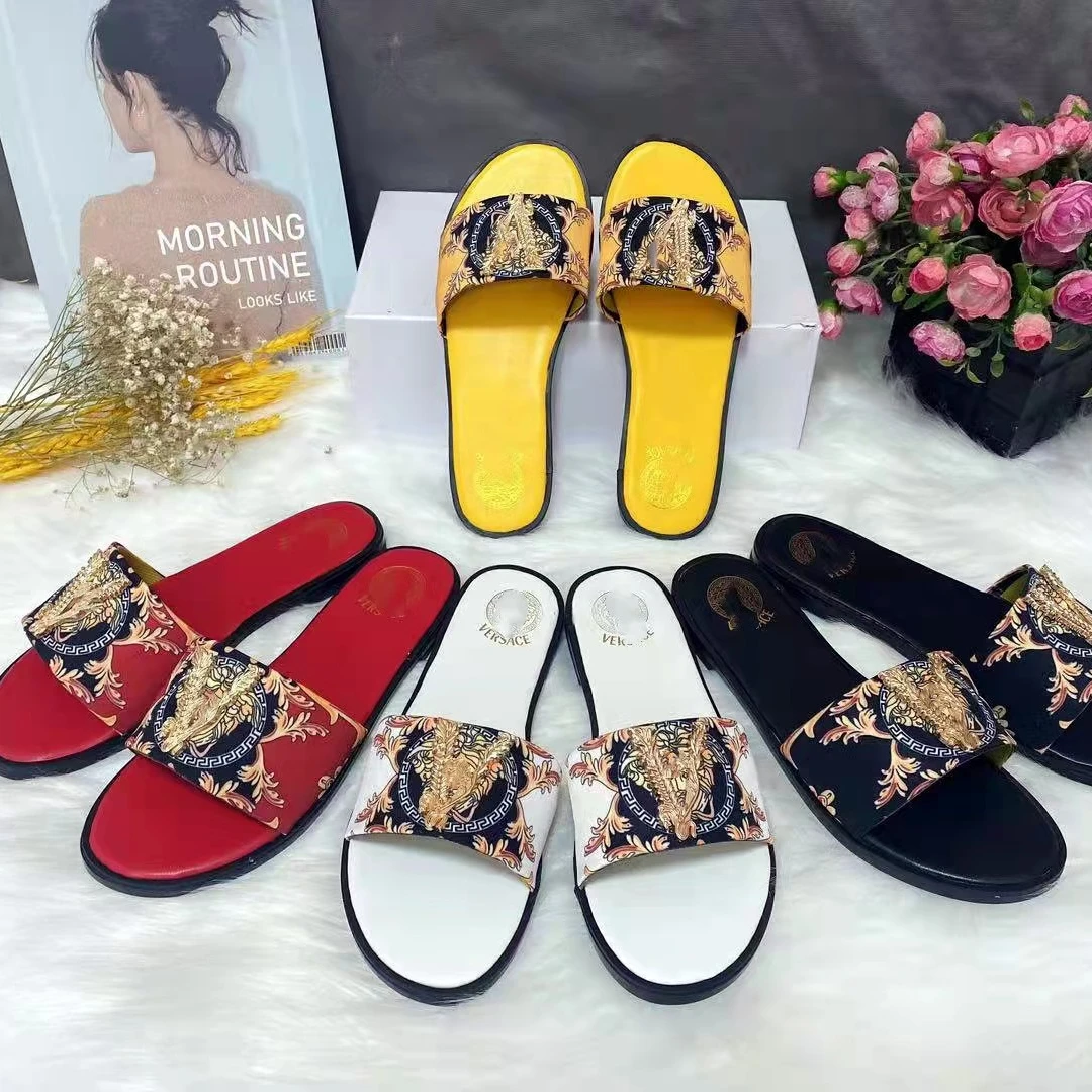 

Factory wholesale price 2022 new fashion slip on slides flat with slippers summer spring sandals high quality printed chic shoes, Picture colors or customized