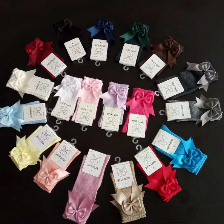 

Size 0 Mon-8Y Cute Baby Girl Knee High Baby Socks Bow Sock, Pantone color baby socks