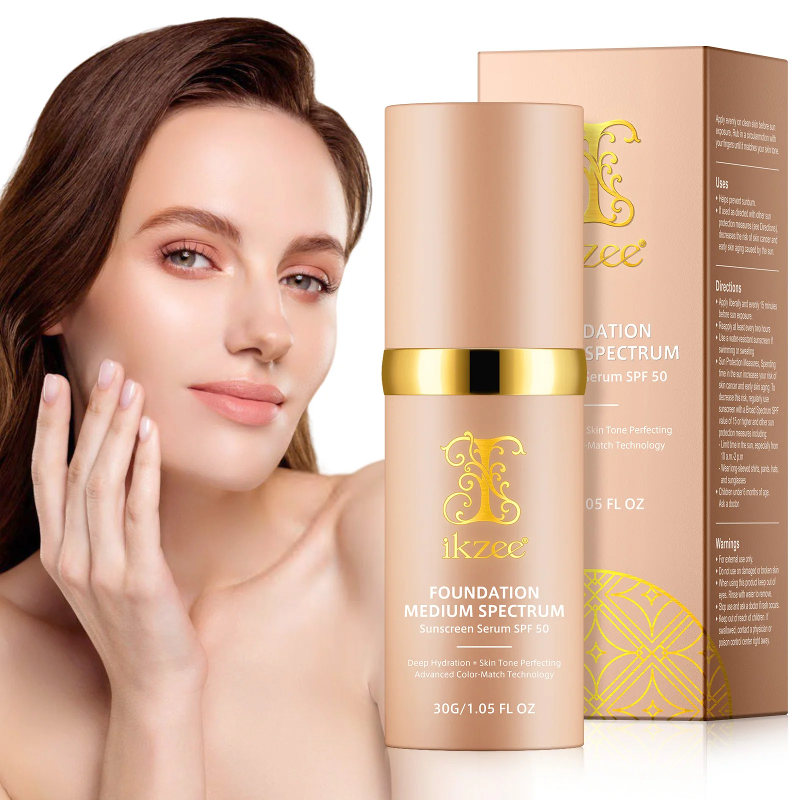 Private Label Natural Organic Vegan SPF50 Waterproof Liquid Foundation Color Change Make up Foundation for All Skin Types