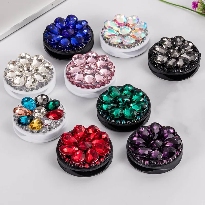 

Fashion Crystal Mobile Phone Holder Stand Finger Ring Bracket Extensible Mount For IPhone X XS XR 8 7 6s Samsung Xiaomi Huawei
