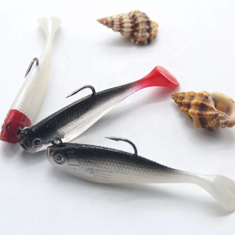 

OEM and on stock 8cm 9.5g single hook T-tail soft lead fish lure anti-hanging bottom bag lead fish bionic bait soft bait, 10 colors