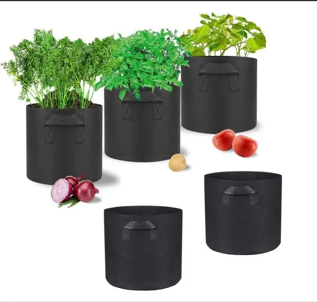 

Customized gallon non woven Wholesale high quality flowers vegetables garden square planter pot Felt Fabric grow bag, Black, or customized color