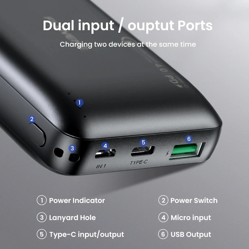 FLOVEME New QC4.0 22.5W Fast Charging Usb C PD Power Bank 10000 Mah Dual Usb Ports Portable Charger Powerbank - ANKUX.COM