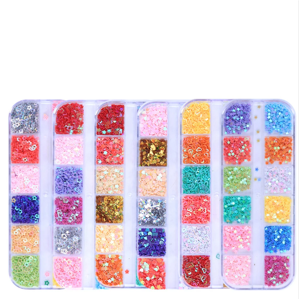 

IMAGNAIL 12 Colors Star Heart Shape Holographic Glitter Sequins for Nail Art Handmade DIY Slime Making Resin Decoration, Colorful