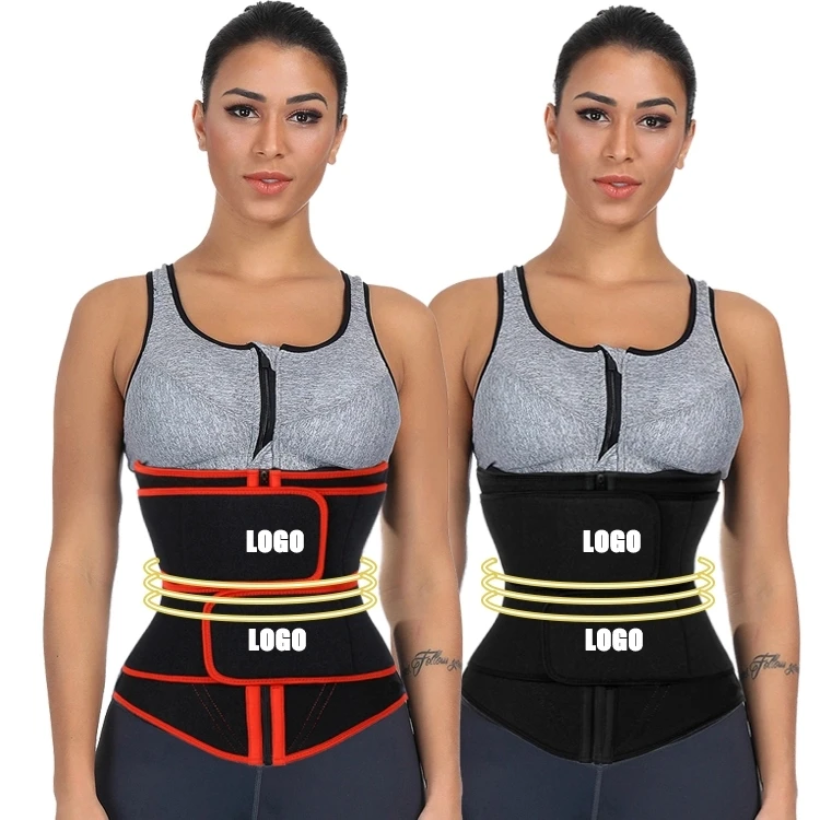 

Hot Sale Women's Fajas colombianas Neoprene Slimming Waist Trainer Two Belts Shapewear Body Shaper, Black,red