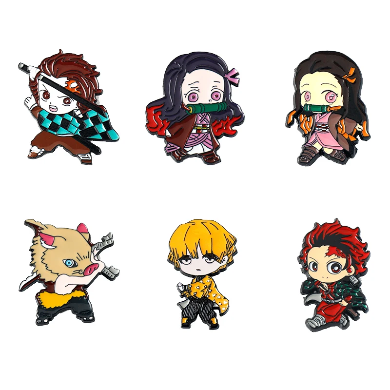 

Hot Anime Kimetsu No Yaiba Brooch Demon Slayer Figure Tanjirou Nezuko Zenitsu Inosuke Enamel Pin for Fans Cosplay Gift