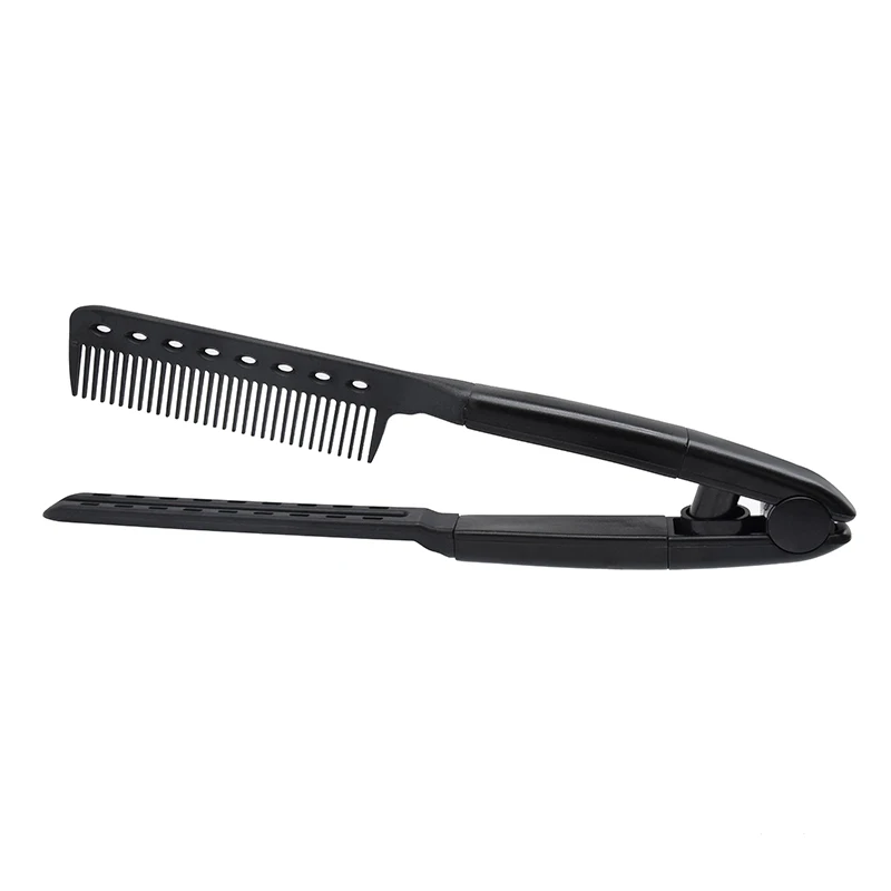 

Pro Hairdressing Straightener Foldable Hair Double Brushes V Shape Comb Clamp Not Hurt Styling Tools DIY Home