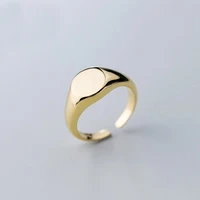 

Custom 925 sterling silver jewellery Gold Plated Blank Signet Round Ring Blank Ring Men Women