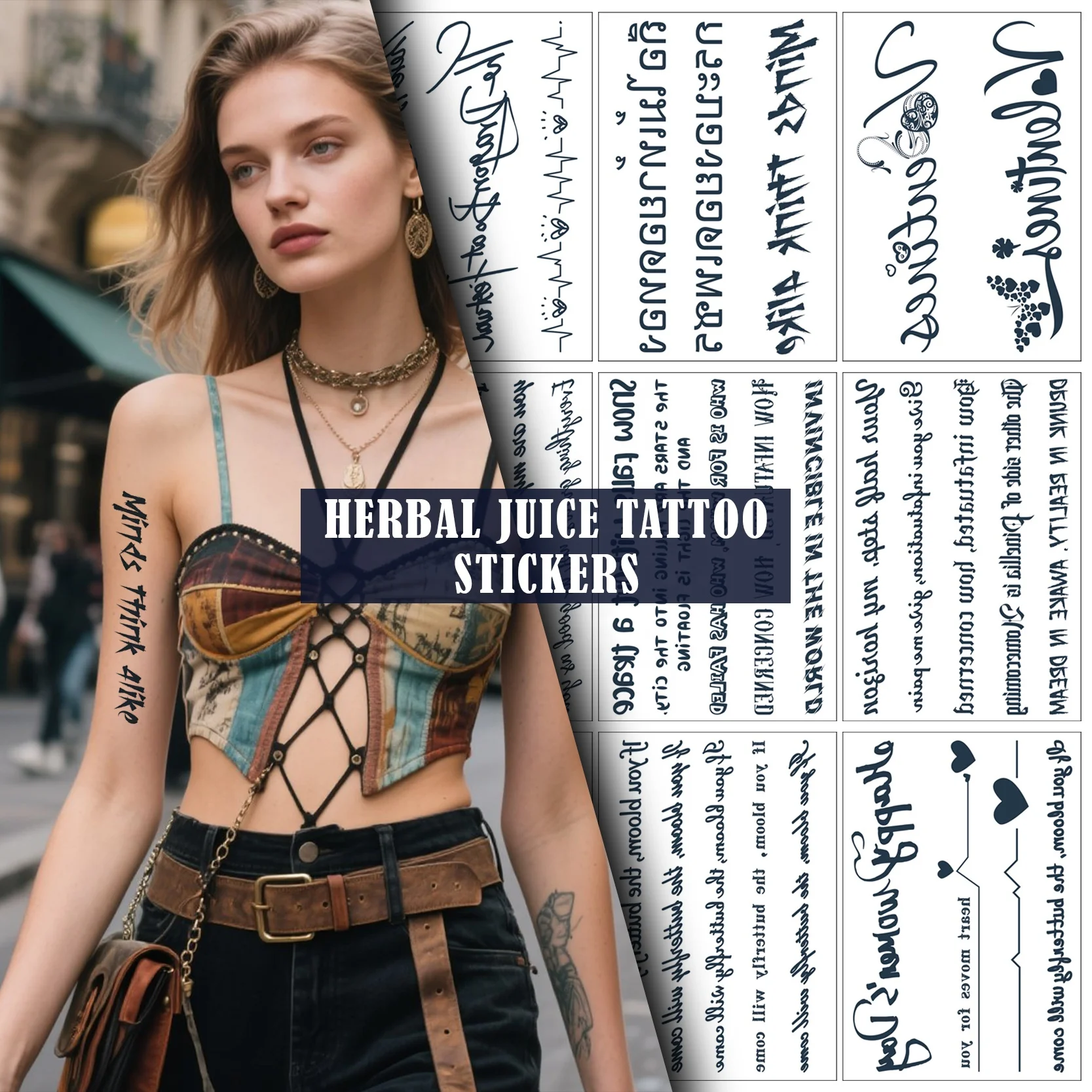 Herbal Juicy Tattoo Stickers - Semi-Permanent Waterproof Unisex Body Art for Arms Legs Collarbone | Long Lasting