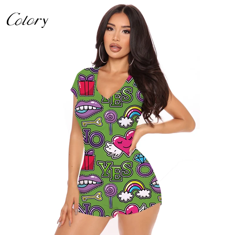 

Colory Two Piece Pants Pajama Bodysuit Set Women, Picture shows