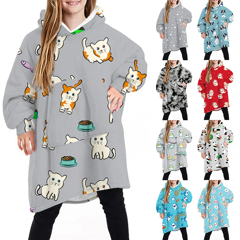 

Oversized Hoodie Blanket  Fits All Winter Blanket Christmas Wearable Hoodie Children Home Blanket