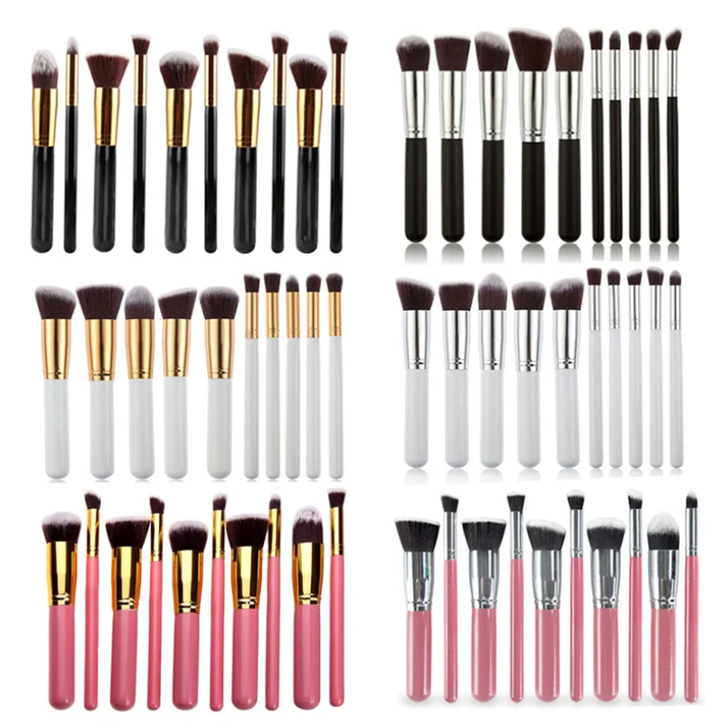 

10 Sets Of 5 Large And 5 Small Makeup Brushes Concealer Powder Eye Shadow Brush Portable Wooden Handle Full Set Of Beauty Tools