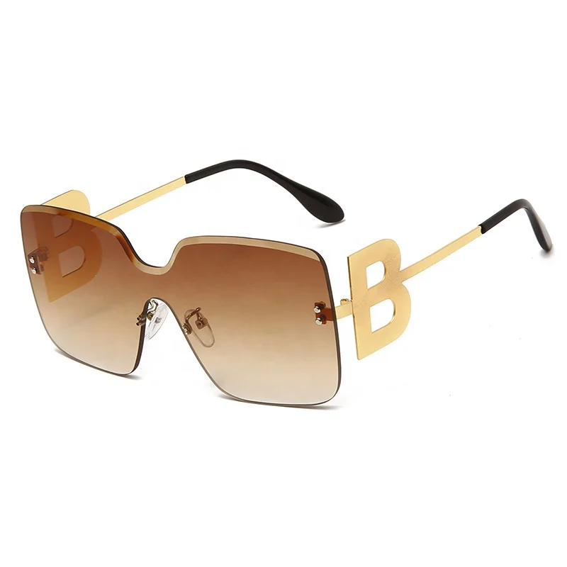 

Metal B letter super high quality new design metal sunglasses sun glasses women rimless eyewear men