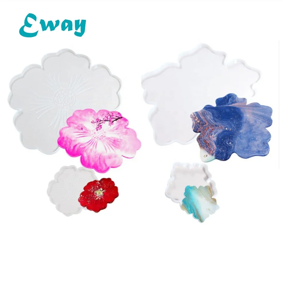 

Cherry blossom Flower Food grade epoxy resin silicone coaster mold, White/pink