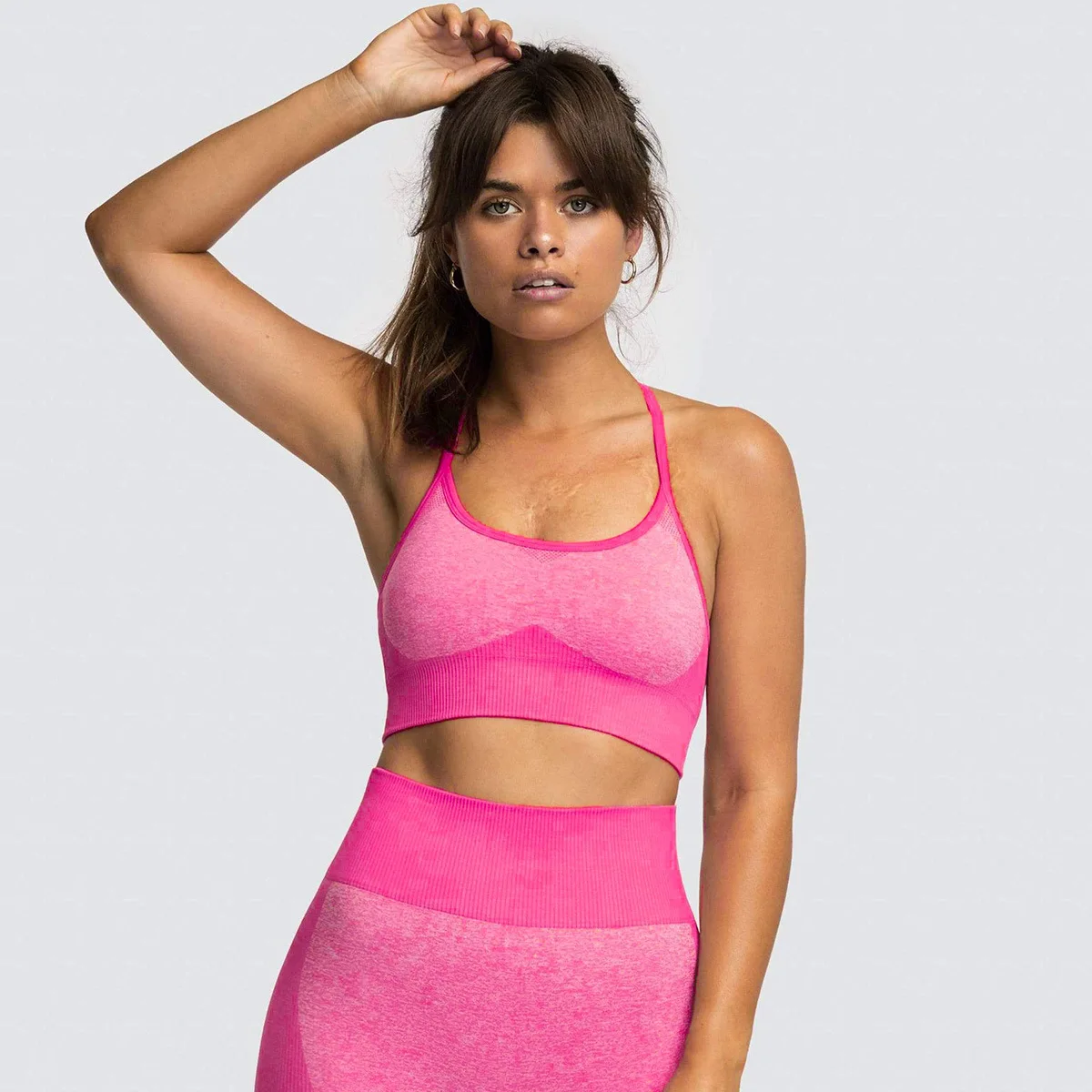 

New Design Colorful Beauty Back Outdoors Running Underwear Woman Yoga Print Sport Bra Set, 16 colors