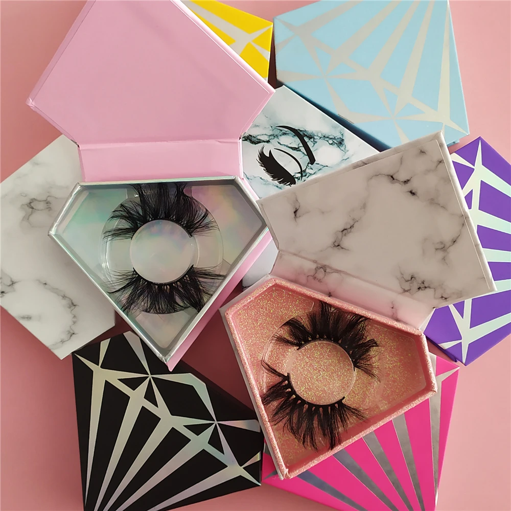 

Wholesale 3D Mink Fur Strip Lashes Mink Material False Eyelash High Quality Diamond Packaging One Dollar Mink Eyelashes, Black