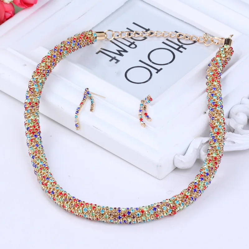 

Vintage African Jewelry Sets For Women Colorful Metal Round Choker Necklace Statement Dangle Earrings Wedding Party Jewellery Gi, Picture