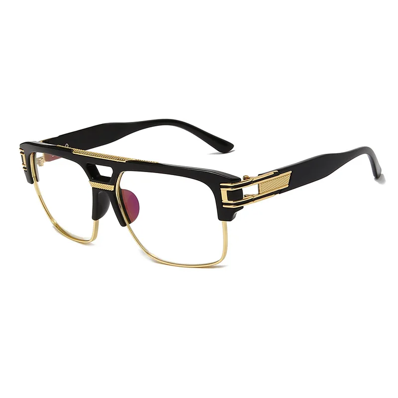 

New Fashion Big Frame Men Dazzling Color Reflective Square Metal Sun Glasses Women Retro Vintage Sunglasses