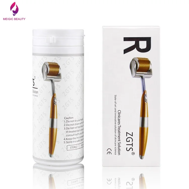 

Private label custom 192 titanium needles meso roller high quality microneedling therapy skin massager dermaroller, Gold/oem