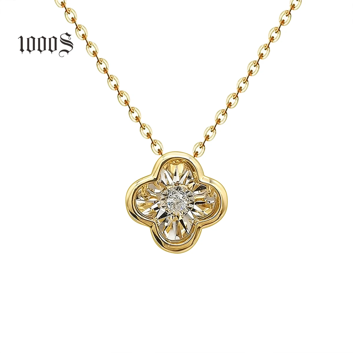 

Fashion Dancing Diamond Real Gold 18 Karat Pendant Necklace Clover 18K Solid Gold Necklace