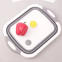 

Chopping Storage Basin Silicone foldable cutting board folding plastic basket