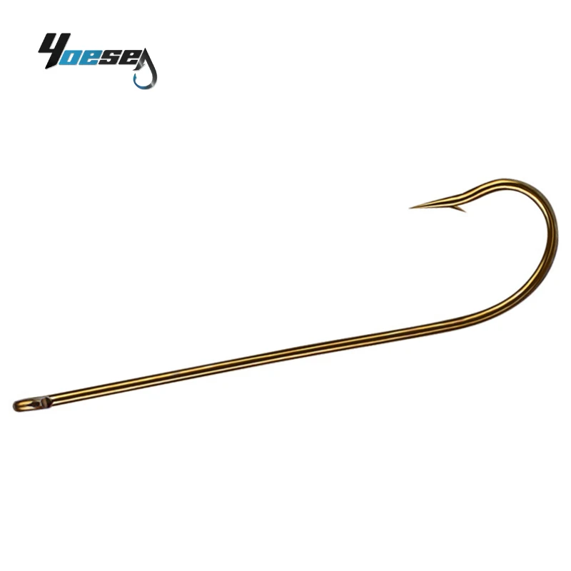 

YOESEA High Carbon Steel Fish Hooks Barbed Hook Long Shank Pipe Ringed Type For Fly Fishing