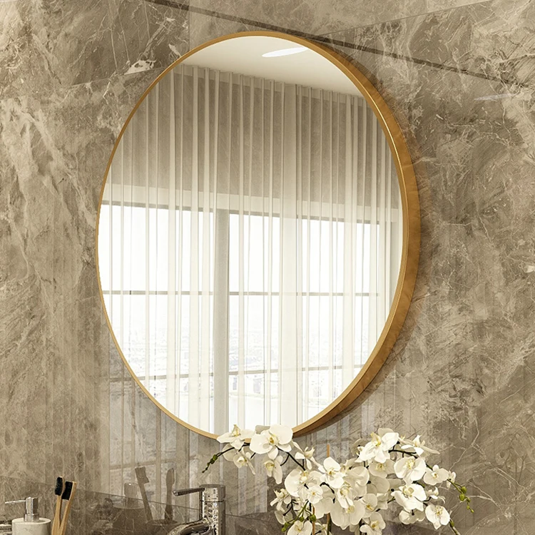

Ruicheng Factory Custom Cut Size Shape Gold Aluminum Alloy Frame Round Mirror For Hotel Bedroom, Black,golden,silver,white,gray,customized