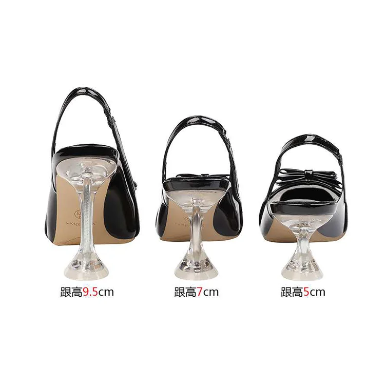 
Korean version of the pointy point high heels bow transparent sandals cat and web celebrity ladies shoes 