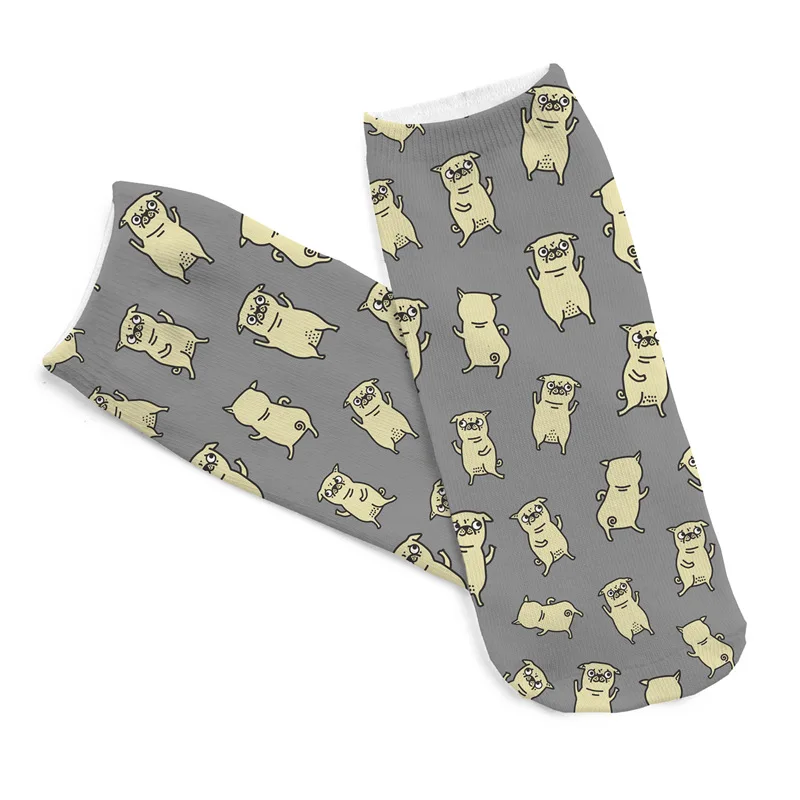 

WIIPU New gray socks yellow cartoon 3D digital printing socks wholesale teenager socks