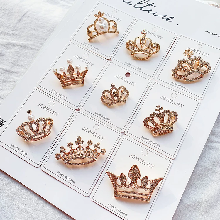 

Stock Pearl brooch Brooch Pins Gold color women dress jewelry crown shaped imitation to gentleman, Rose gold