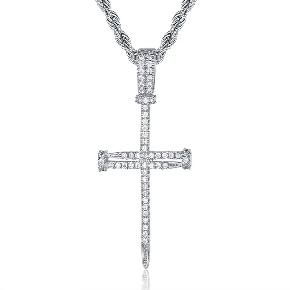 

Hip Hop Jewelry Religious Christian Silver Gold CZ Iced Out Zircon Jesus Cross Pendant Necklace