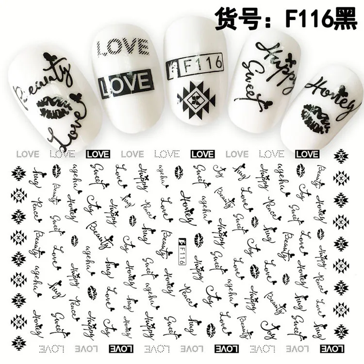 

F109-116 Flower stickers summer nails Letter 3D Manicure Applique Nail Stickers for Nail Decoration