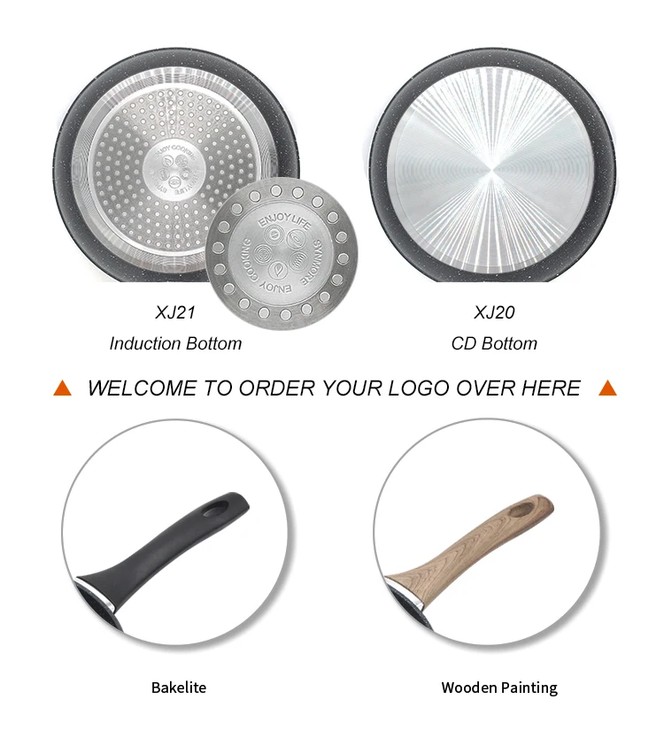 Amazon Best Selling Aluminum Non-stick Cooking frying pans with wooden handle