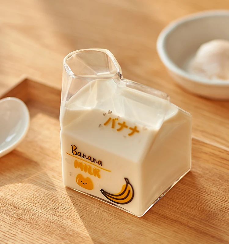 Kawaii Milk Square Glass Cup (380ml) - Limited Edition