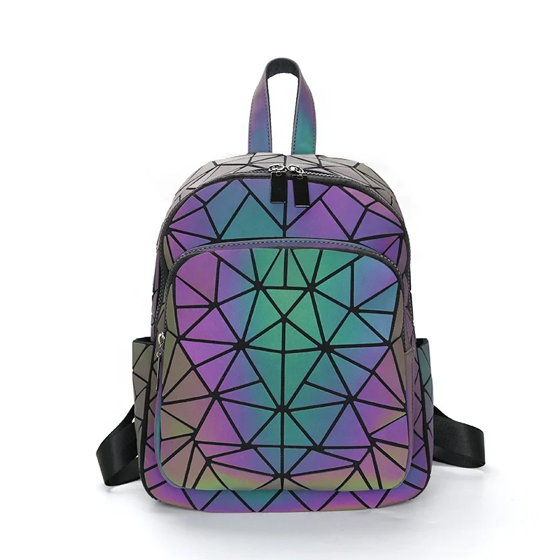 

Holographic Reflective Geometric Bag Luminous Diamond Backpack for women