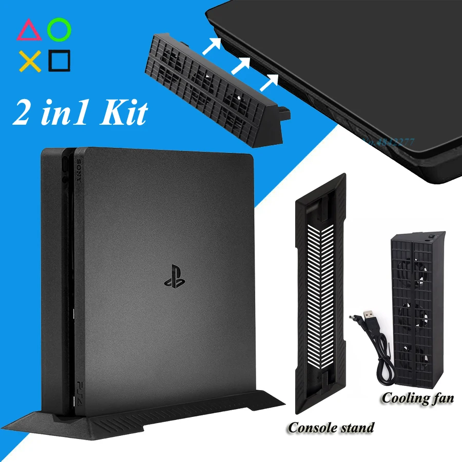binnen logica Commotie 2 In 1 Ps4 Slim Vertical Stand + Fast Cooler Cooling Fan For Ps4 Console Ps  4 Games Accessories - Buy Ps4 Slim Vertical Stand For Sony Playstation 4,Ps4  Pro Vertical Stand,Charger