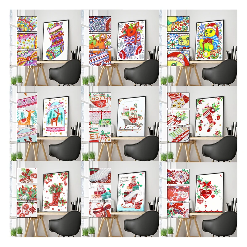 

Hot Sell 5d diy Crystal Diamond Painting Kit Special Shaped Drill Christmas Partially Sticking Drill Embroidery