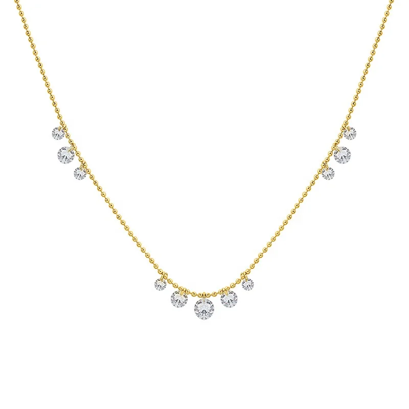 

Classic Fashion Charm Jewelry Chain Stainless Steel 18K Gold Plated Shiny Zircon Women Luxury Necklace