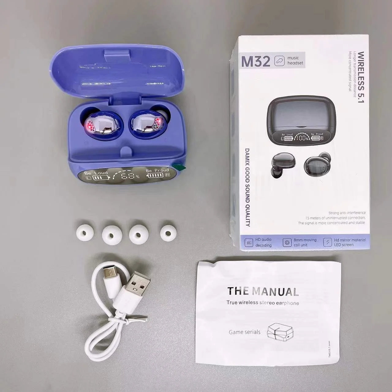 

2022 New M32 headset wireless headphones With digital battery display audifonos with Bigger Power Bank 8D HD sound