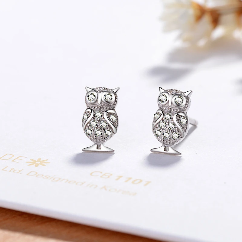 

Diamond animal Lady Simple Small Stud Earrings Cartoon Cute Owl Bird Zircon Inlaid Stud Earrings