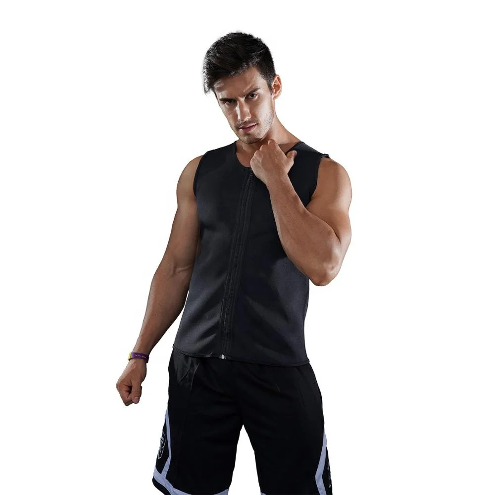 

Amazon hot sale MENS SLIMMING BODY SHAPER NEOPRENE WEIGHT LOSS VEST SWEAT SUIT SAUNA SHIRT, Black, blue