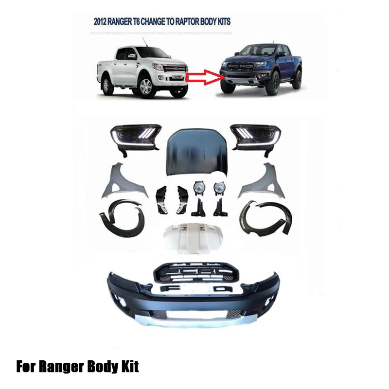 Mobil Tubuh Kit untuk Ranger 2012 T6 T7 T8 Ranger Depan dan Belakang Bumper Guard 2012 Update 2018 untuk Ranger