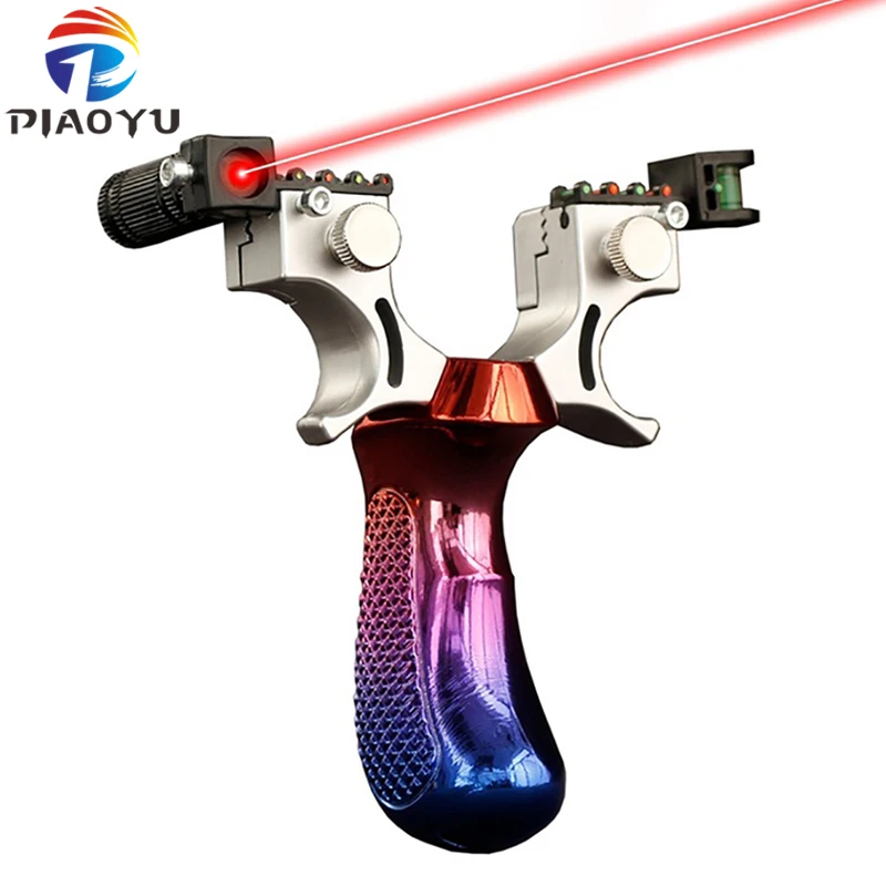 

2020 New Laser Aiming Slingshot High Precision Outdoor Hunting sling shot with Flat Rubber Band Outdoor shooting