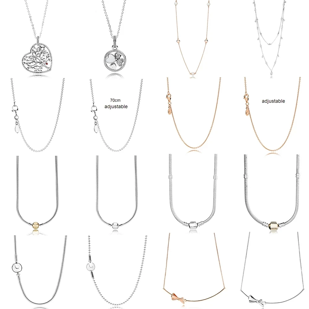 

NEW 100% 925 Sterling Silver Rose Gold Zircon Charm Clavicle Chain Flower Shape Round Necklace Original Fashion Jewelry Gift